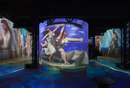 femmes plage projection art numérique